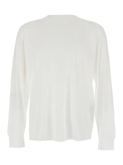Tom Ford White Crewneck T-shirt With Long Sleeves In Cotton Blend Man