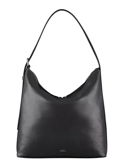 Apc Vera Black Shoulder Bag With Embossed Logo Lettering On The Front And Adjustable Shoulder Strap In L