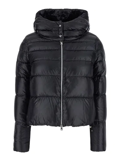 Herno Black Hooded Down Jacket In Nylon Woman In Black