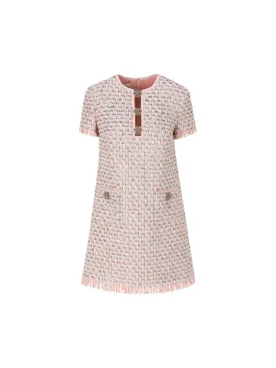 Valentino Womens Multicolor. Embellished Short-sleeves Woven Mini Dress