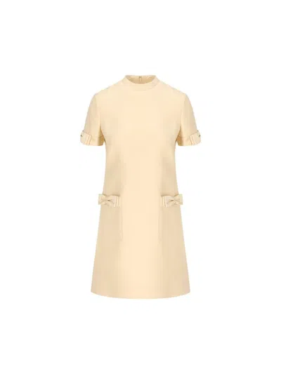 Valentino Womens Betulla Bow-embellishment Short-sleeves Wool And Silk Mini Dress