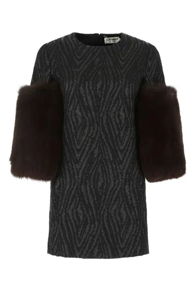 Saint Laurent Black Crewneck Mini Dress