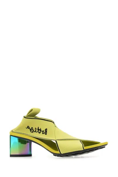Bottega Veneta Green Elastic Fabric Flex Heels In Yellow