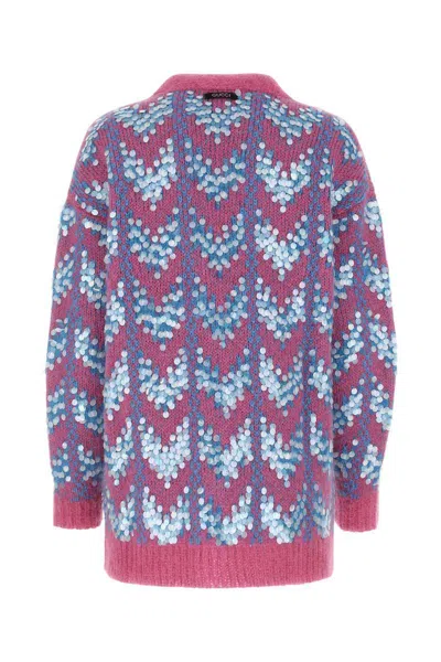 Gucci Multicolor Sequined Chevron-knit Cardigan