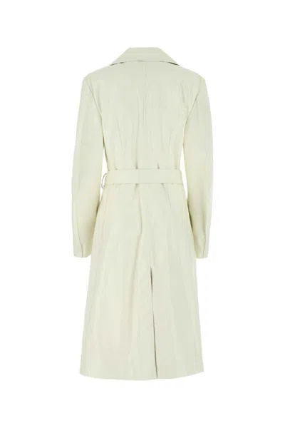 Bottega Veneta Women Ivory Leather Coat In Neutral