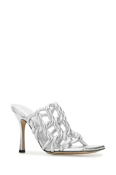 Bottega Veneta Reflection Woven Metallic Leather Mules