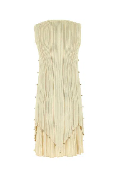 Bottega Veneta Embellished Pleated Mini Dress In Neutral
