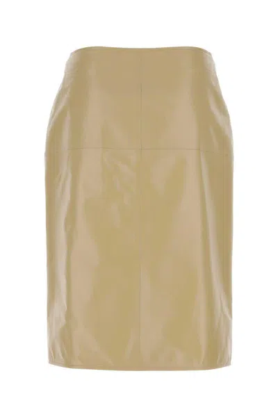 Bottega Veneta Women Beige Leather Skirt In Neutral