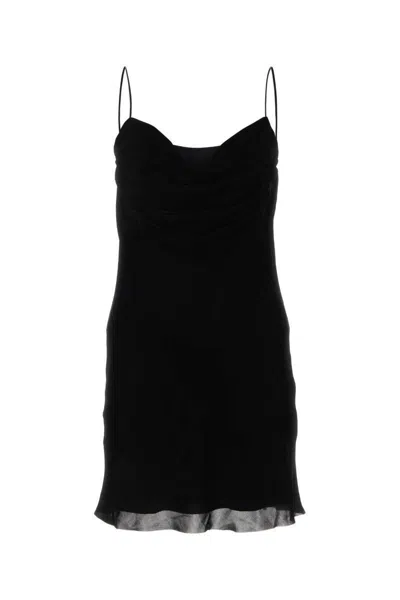 Dion Lee Black Velvet Mini Dress In Black