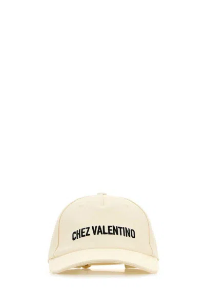 Valentino Garavani Ivory Cotton Baseball Cap With Adjustable Embroidered Logo