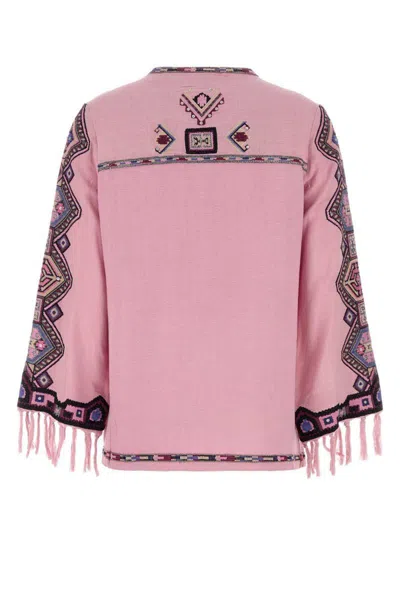 Isabel Marant Zelda Embroidered Matka Silk Top In Pink