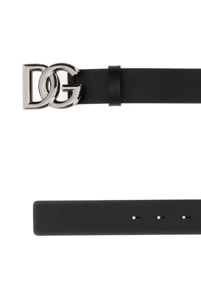 Dolce & Gabbana Men Dg Logo Leather Belt In Black