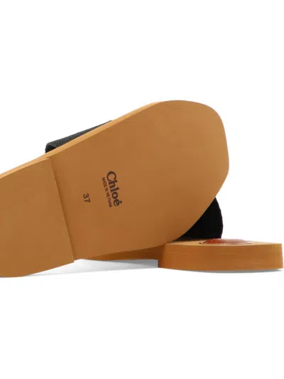 Chloé Woody Flat Logo Ribbon Slide Sandals