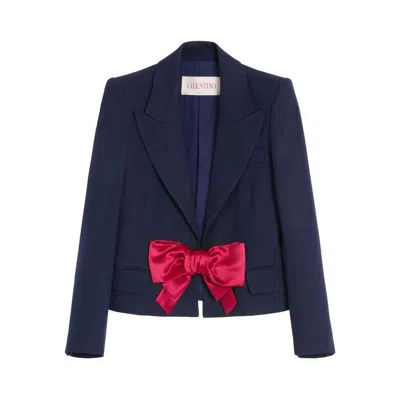 Valentino Tailored Bow-detail Jacket Crafted From Lightweight Viscose