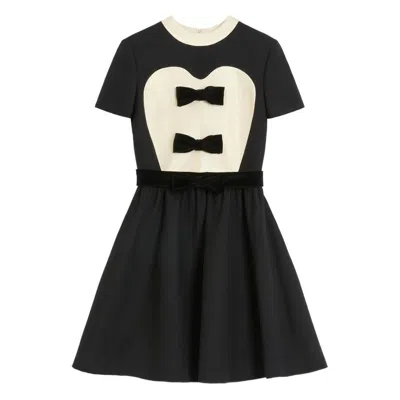 Valentino Double-bow Mini Dress In Wool