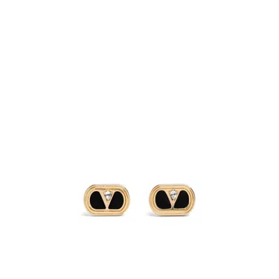 Valentino Ovalette Vlogo Enamelled Stud Earrings