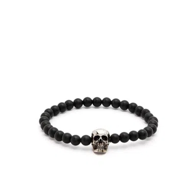 Alexander Mcqueen Alexander Mc Queen Skull Bracelet With Black Pearls