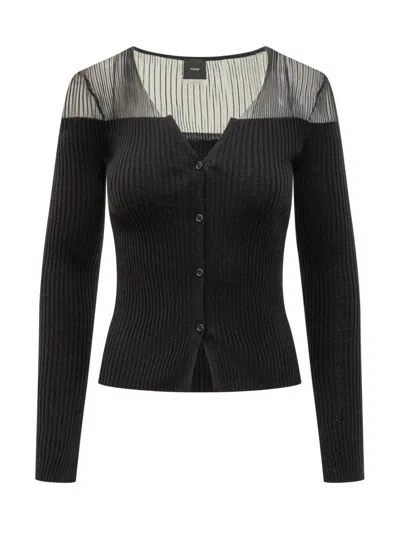 Pinko Sheer-panelled Ribbed Cardigan