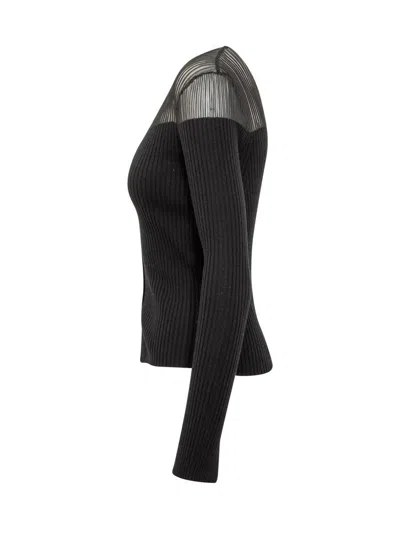 Pinko Sheer-panelled Ribbed Cardigan