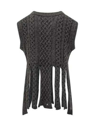 Coperni Dark Grey Wool Blend Sleeveless Sweater In Gray