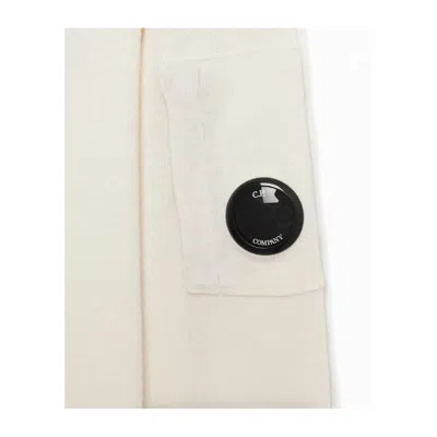 C.p. Company 'diagonal Raised' White Sweatshirt With Lens Motif On The Arm