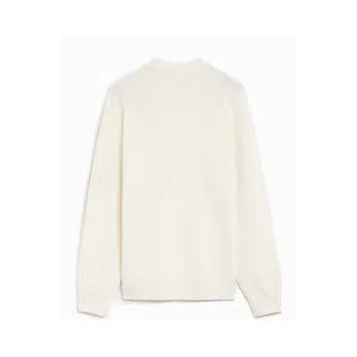 C.p. Company 'diagonal Raised' White Sweatshirt With Lens Motif On The Arm