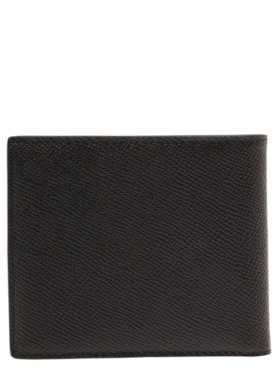 Dolce & Gabbana Black Bi-fold Wallet With Logo Plaque On The Front In Grained Leather Man