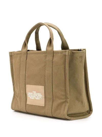Marc Jacobs The Medium Tote Brown Tote Bag With Logo Lettering On The Front In Cotton Woman In Neutral
