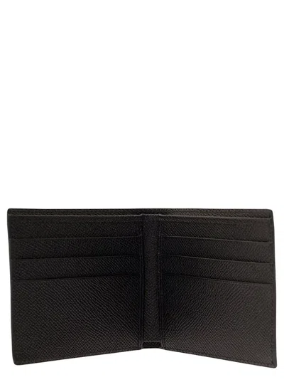 Dolce & Gabbana Black Bi-fold Wallet With Logo Plaque On The Front In Grained Leather Man