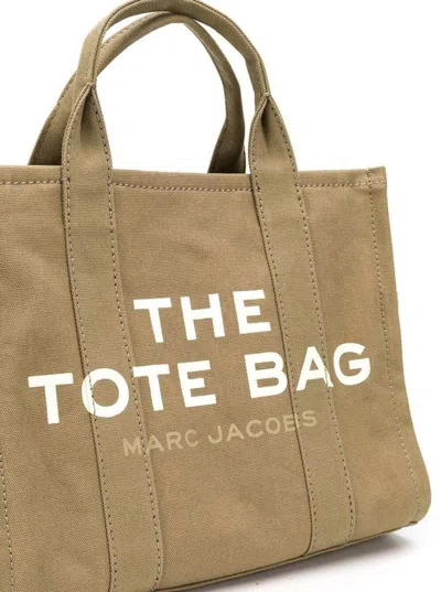 Marc Jacobs The Medium Tote Brown Tote Bag With Logo Lettering On The Front In Cotton Woman In Neutral