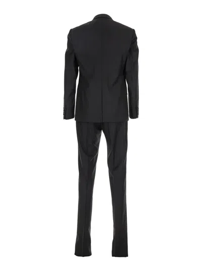Dolce & Gabbana Black Single-breasted Suit With Peak Revers In Wool Blend Man In Black