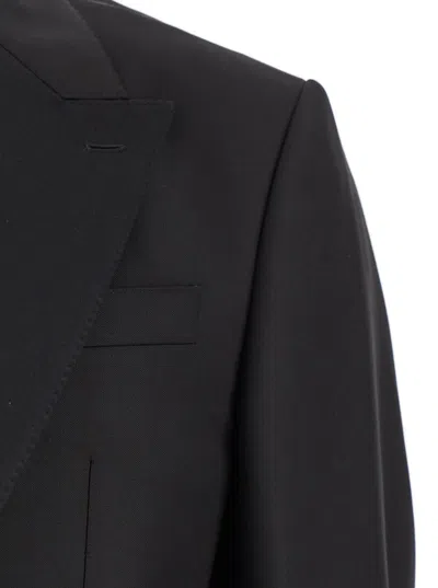 Dolce & Gabbana Black Single-breasted Suit With Peak Revers In Wool Blend Man In Black