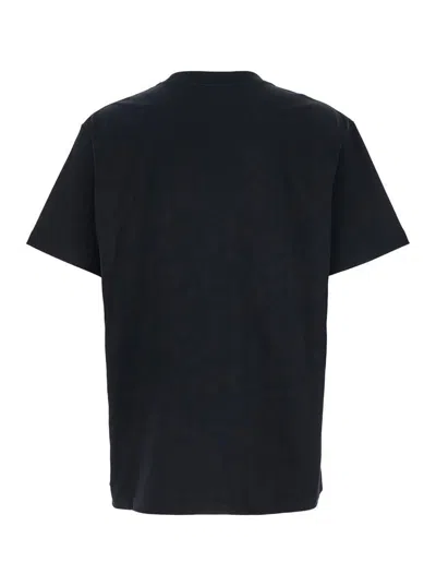 Purple Brand Black Crewneck T-shirt With Logo Print On The Front In Cotton Man