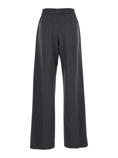 Brunello Cucinelli Grey Pants With Elastic Waist In Wool Blend Stretch Woman