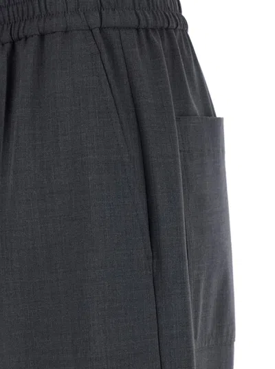 Brunello Cucinelli Grey Pants With Elastic Waist In Wool Blend Stretch Woman