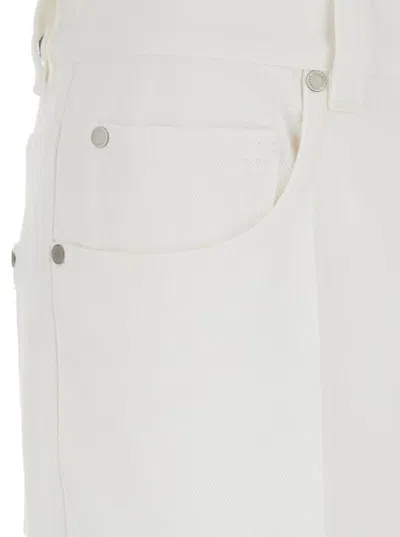 Brunello Cucinelli White Jeans With Wide Leg And Monil Detail On The Rear In Denim Woman