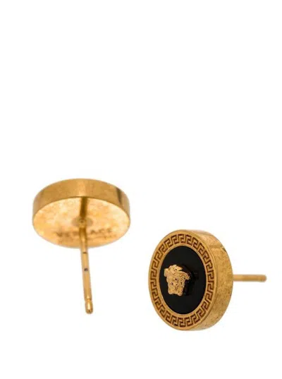Versace Black And Gold Earrings With Medusa Detail In Metal Woman In Gold