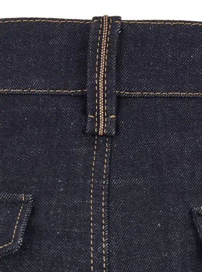 Brunello Cucinelli Blue Jeans With Wide Leg And Contrasting Stitching In Denim Woman