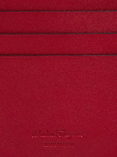 Ferragamo Salvatore  Two-tone Gancini Card Holder Accessories In Black