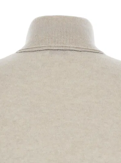 Brunello Cucinelli Beige Turtleneck Sweater In Cashmere Woman In Gray