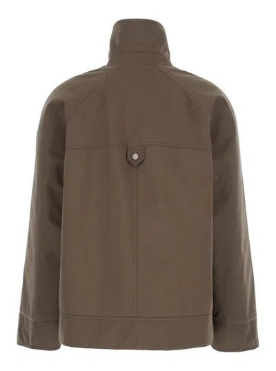 Brunello Cucinelli Grey Jacket With Classic Collar With Snap Buttons In Cotton Blend Woman
