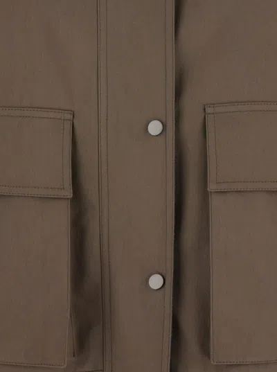 Brunello Cucinelli Grey Jacket With Classic Collar With Snap Buttons In Cotton Blend Woman