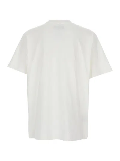Purple Brand White Crewneck T-shirt With Dropped Shoulders In Cotton Man In White