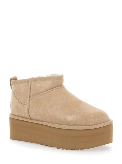 Ugg Classic Ultra Mini 1135092-san Platform Boots Women Sand Suede Comfort Ankle