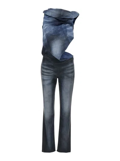 Diesel Black Sleeveless Jumpsuit With Cut-out On The Back In Cotton Blend And Tech Fabric Woman