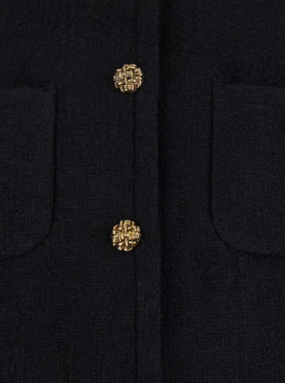 Ba&sh 'meredith' Black Crop Jacket With Round Neck And Metal Buttons In Cotton And Wool Blend Woman