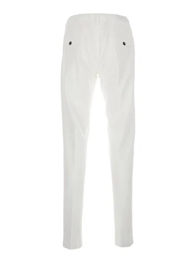 Eleventy White Pants With Elastic Drawstring Waist And Tapered Leg In Cotton Blend Stretch Woman