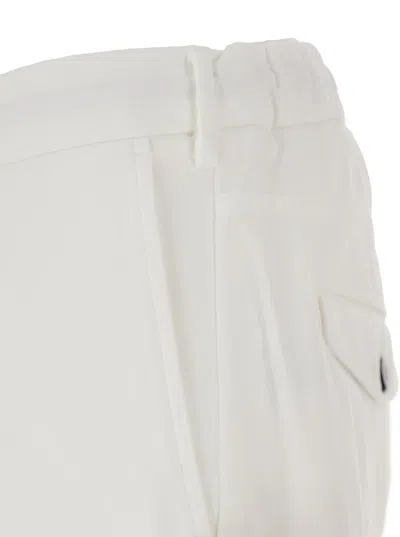 Eleventy White Pants With Elastic Drawstring Waist And Tapered Leg In Cotton Blend Stretch Woman