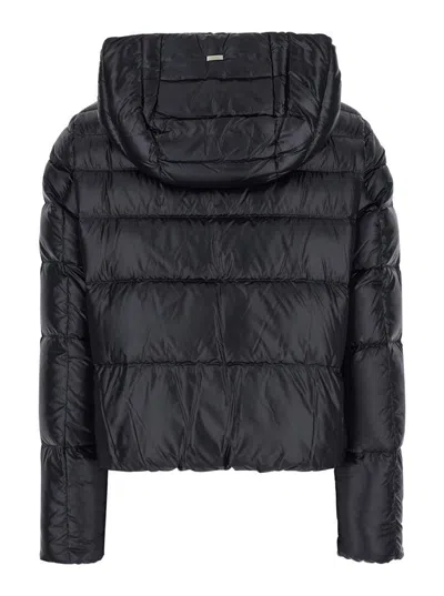 Herno Black Hooded Down Jacket In Nylon Woman In Black