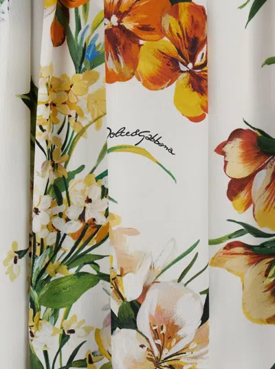 Dolce & Gabbana High-waisted Skirt With A Floral Bouquet Print In Multi